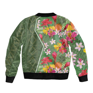 Afro Tropical Flowers Bomber Jacket Green Version