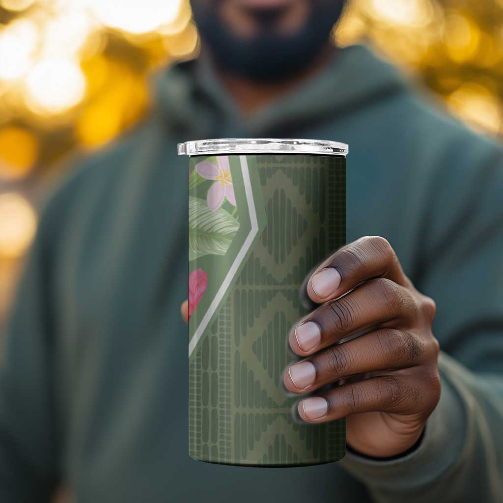 Afro Tropical Flowers 4 in 1 Can Cooler Tumbler Green Version