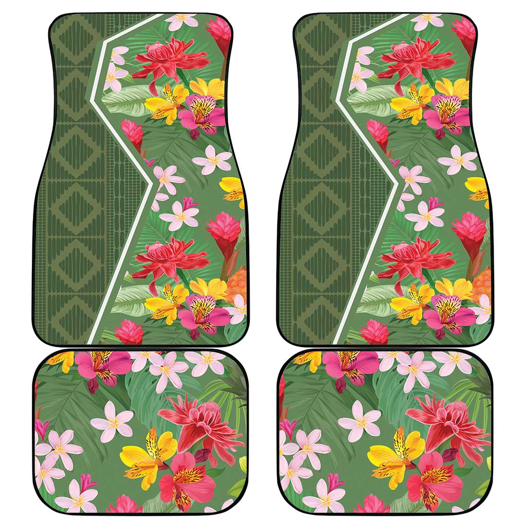 Afro Tropical Flowers Car Mats Green Version