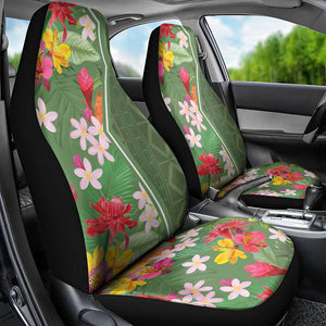 Afro Tropical Flowers Car Seat Cover Green Version