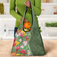 Afro Tropical Flowers Grocery Bag Green Version