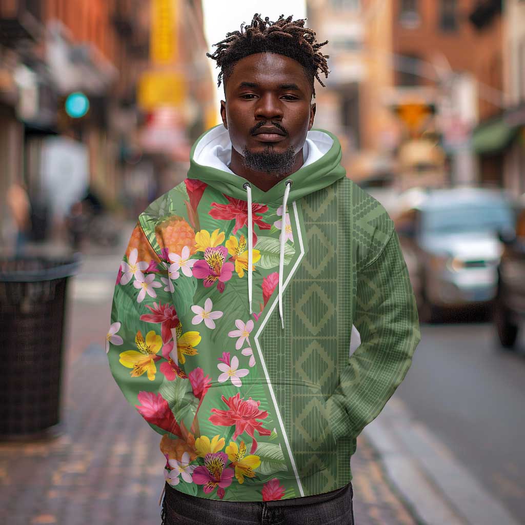 Afro Tropical Flowers Hoodie Green Version