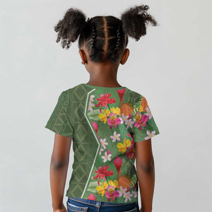 Afro Tropical Flowers Kid T shirt Green Version