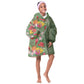 Afro Tropical Flowers KId Wearable Blanket Hoodie Green Version