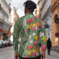 Afro Tropical Flowers Long Sleeve Button Shirt Green Version