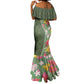 Afro Tropical Flowers Mermaid Dress Green Version