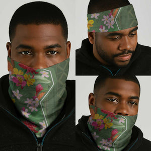 Afro Tropical Flowers Neck Gaiter Green Version LT18