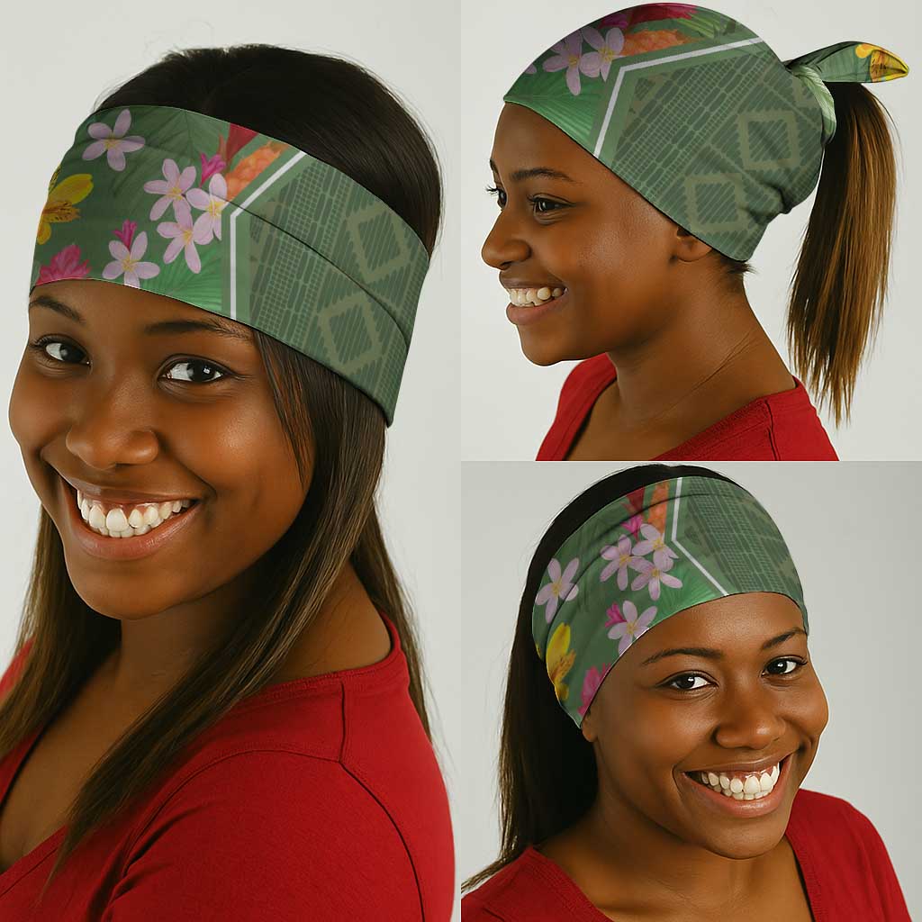 Afro Tropical Flowers Neck Gaiter Green Version LT18