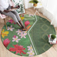 Afro Tropical Flowers Round Carpet Green Version