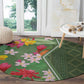 Afro Tropical Flowers Round Carpet Green Version