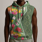 Afro Tropical Flowers Sleeveless Hoodie Green Version - African Pride