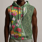 Afro Tropical Flowers Sleeveless Zip Hoodie Green Version - African Pride