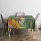Afro Tropical Flowers Tablecloth Green Version