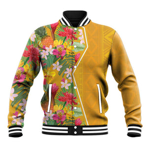 Afro Tropical Flowers Baseball Jacket Yellow Version LT18