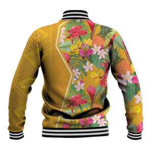 Afro Tropical Flowers Baseball Jacket Yellow Version LT18