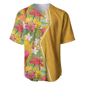 Afro Tropical Flowers Baseball Jersey Yellow Version