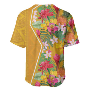 Afro Tropical Flowers Baseball Jersey Yellow Version