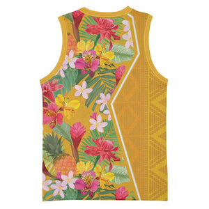 Afro Tropical Flowers Basketball Jersey Yellow Version - African Pride