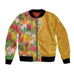 Afro Tropical Flowers Bomber Jacket Yellow Version