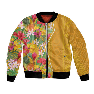 Afro Tropical Flowers Bomber Jacket Yellow Version