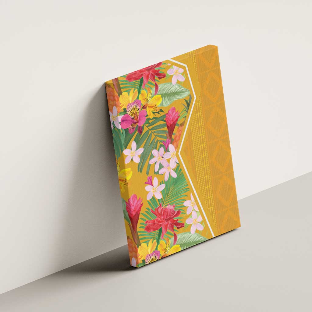 Afro Tropical Flowers Canvas Wall Art Yellow Version