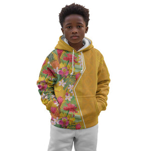 Afro Tropical Flowers Kid Hoodie Yellow Version