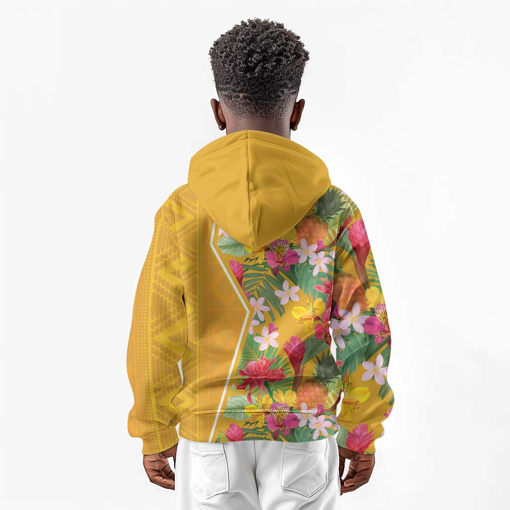Afro Tropical Flowers Kid Hoodie Yellow Version