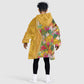 Afro Tropical Flowers KId Wearable Blanket Hoodie Yellow Version