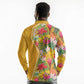Afro Tropical Flowers Long Sleeve Polo Shirt Yellow Version