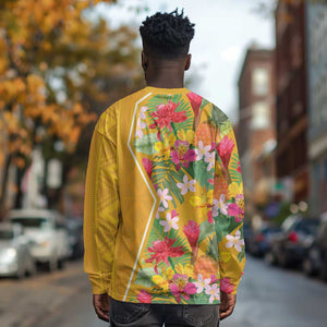 Afro Tropical Flowers Long Sleeve Shirt Yellow Version LT18