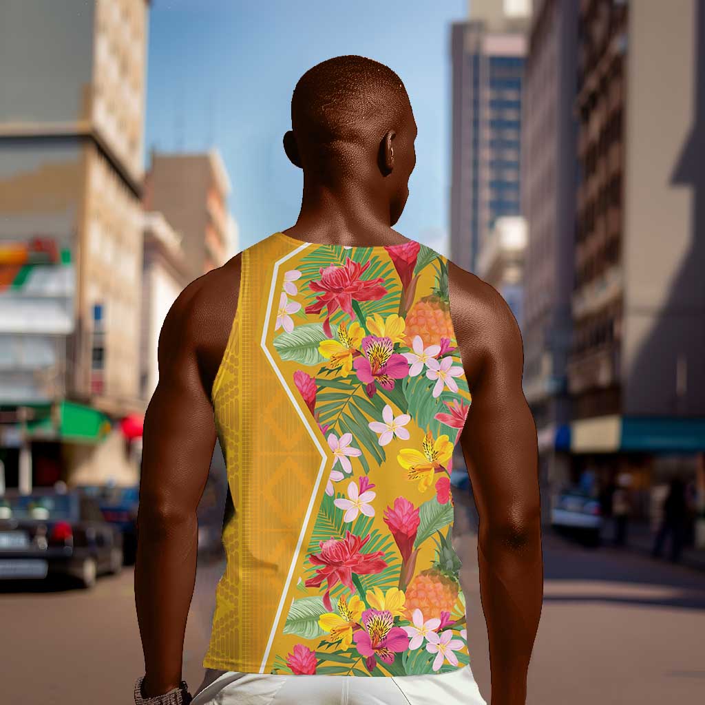Afro Tropical Flowers Men Tank Top Yellow Version