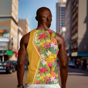 Afro Tropical Flowers Men Tank Top Yellow Version
