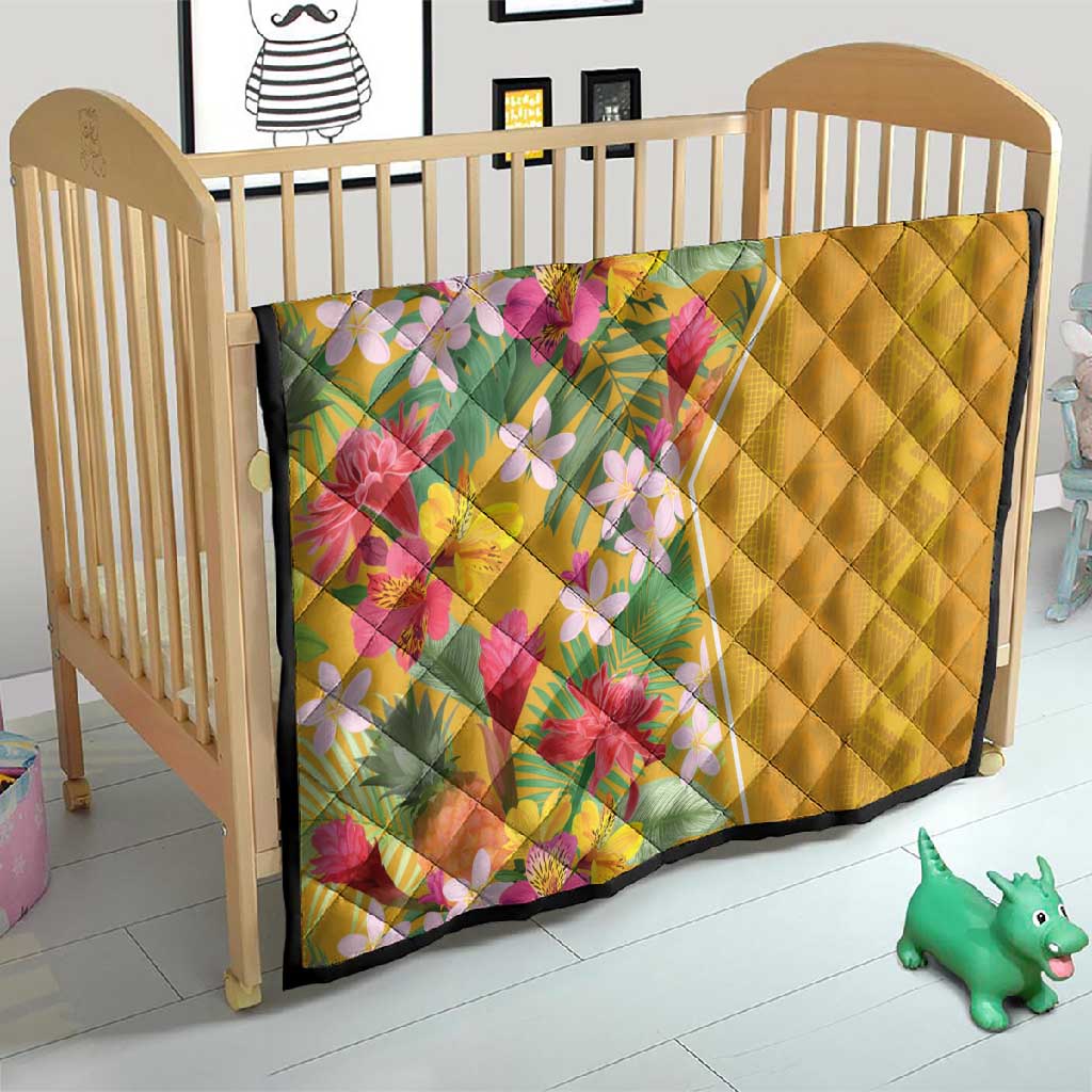 Afro Tropical Flowers Quilt Yellow Version