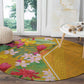 Afro Tropical Flowers Round Carpet Yellow Version
