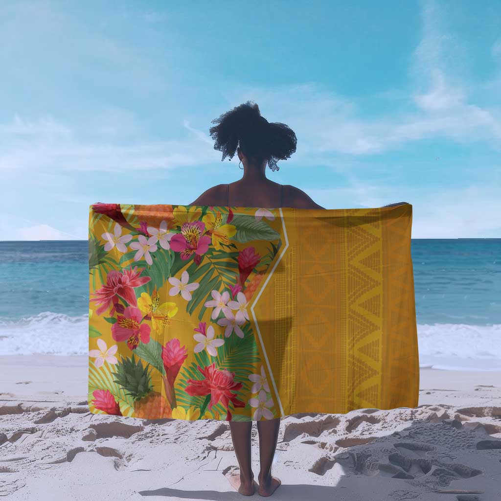 Afro Tropical Flowers Sarong Yellow Version