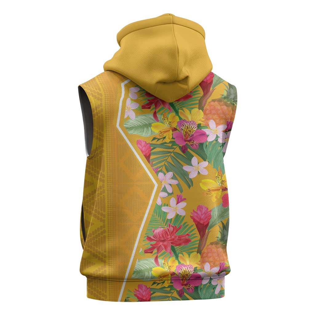 Afro Tropical Flowers Sleeveless Hoodie Yellow Version - African Pride