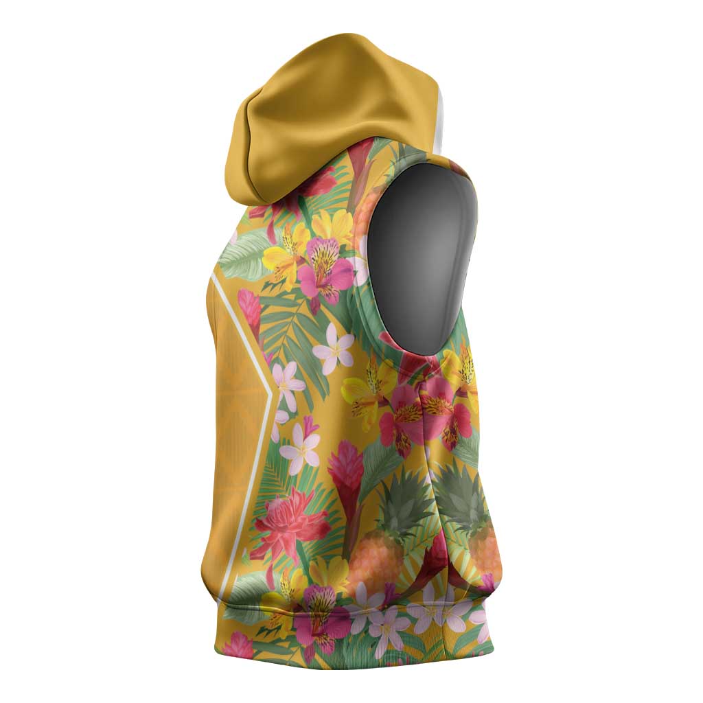 Afro Tropical Flowers Sleeveless Hoodie Yellow Version - African Pride