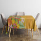Afro Tropical Flowers Tablecloth Yellow Version