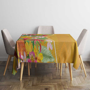 Afro Tropical Flowers Tablecloth Yellow Version
