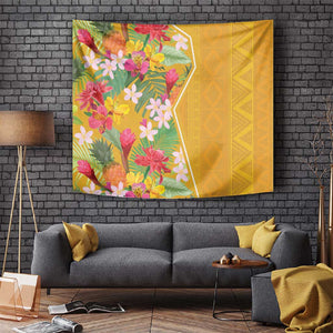 Afro Tropical Flowers Tapestry Yellow Version