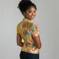 Afro Tropical Flowers Women Polo Shirt Yellow Version