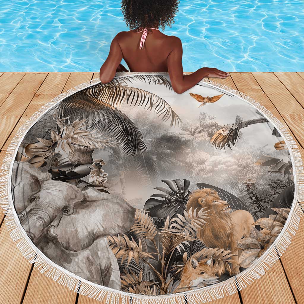 Afro Safari Animals Beach Blanket
