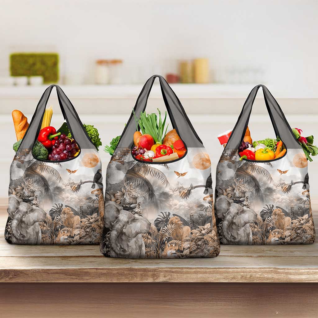 Afro Safari Animals Grocery Bag