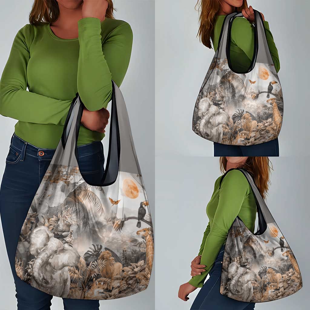 Afro Safari Animals Grocery Bag