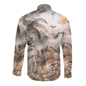 Afro Safari Animals Long Sleeve Button Shirt