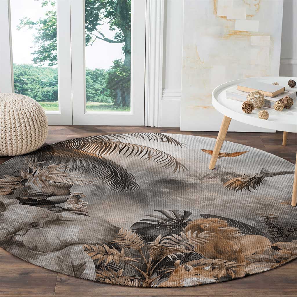 Afro Safari Animals Round Carpet