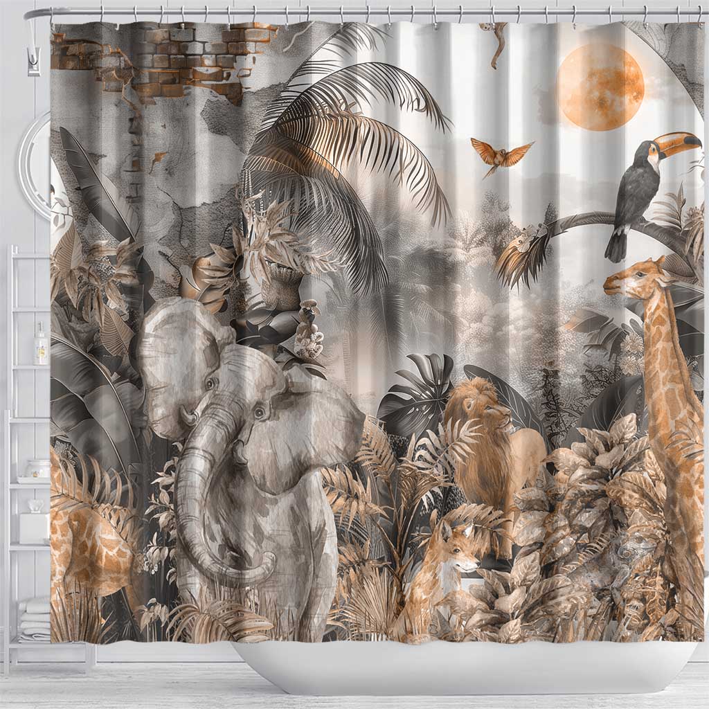 Afro Safari Animals Shower Curtain