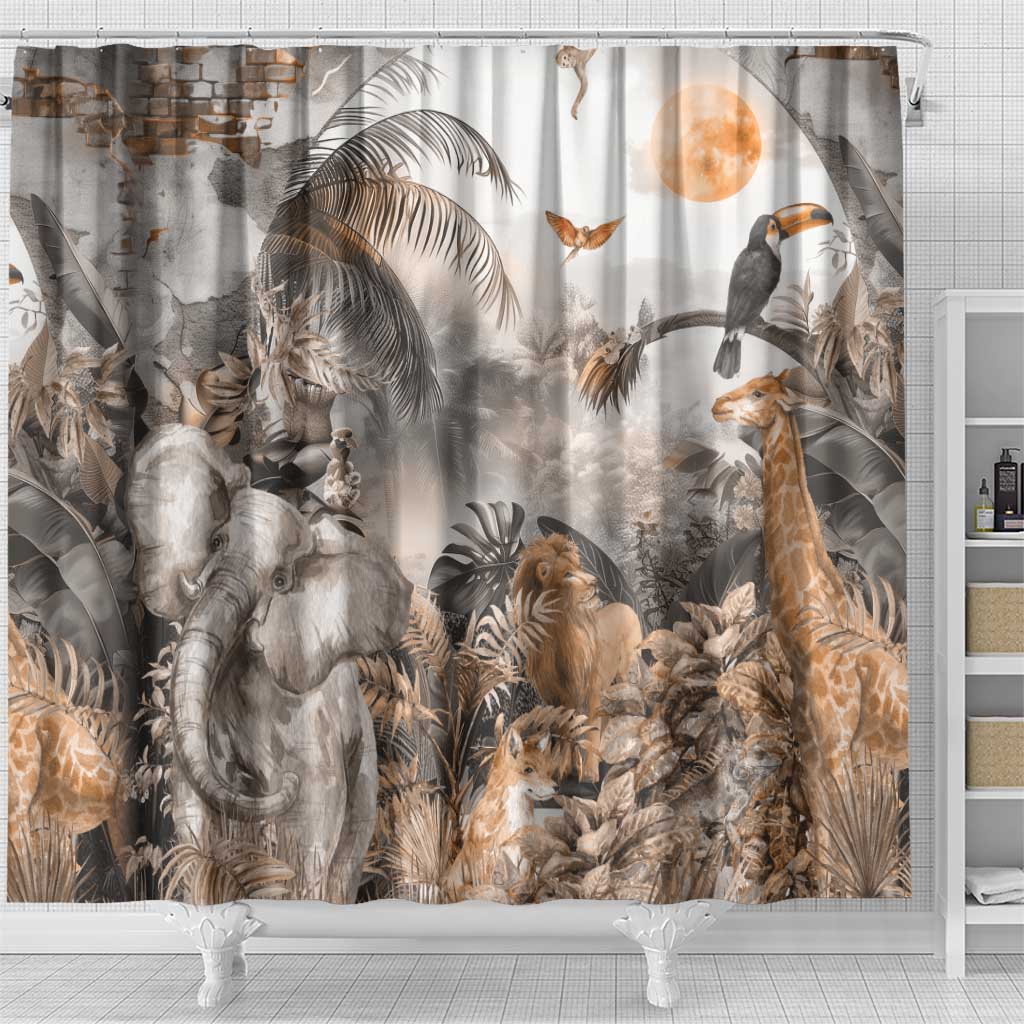 Afro Safari Animals Shower Curtain