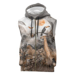 Afro Safari Animals Sleeveless Zip Hoodie - African Pride
