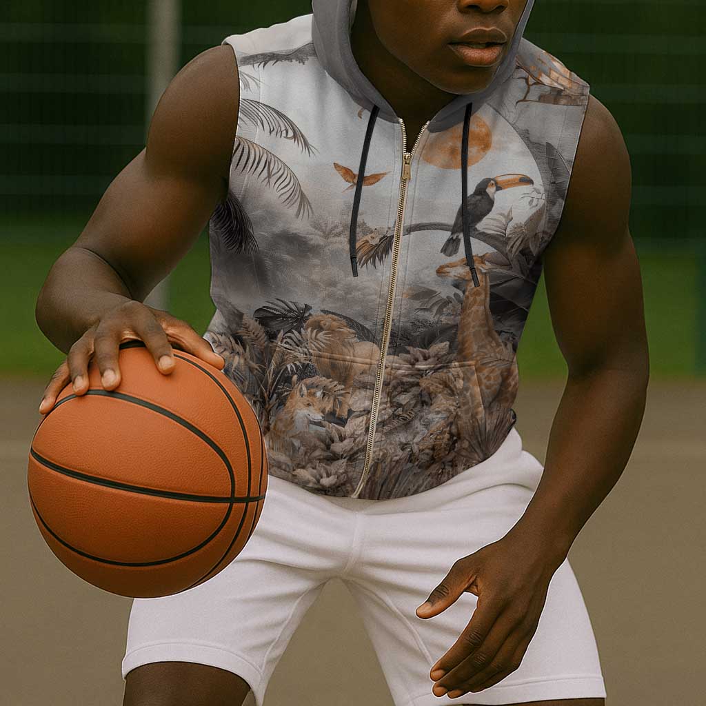 Afro Safari Animals Sleeveless Zip Hoodie - African Pride